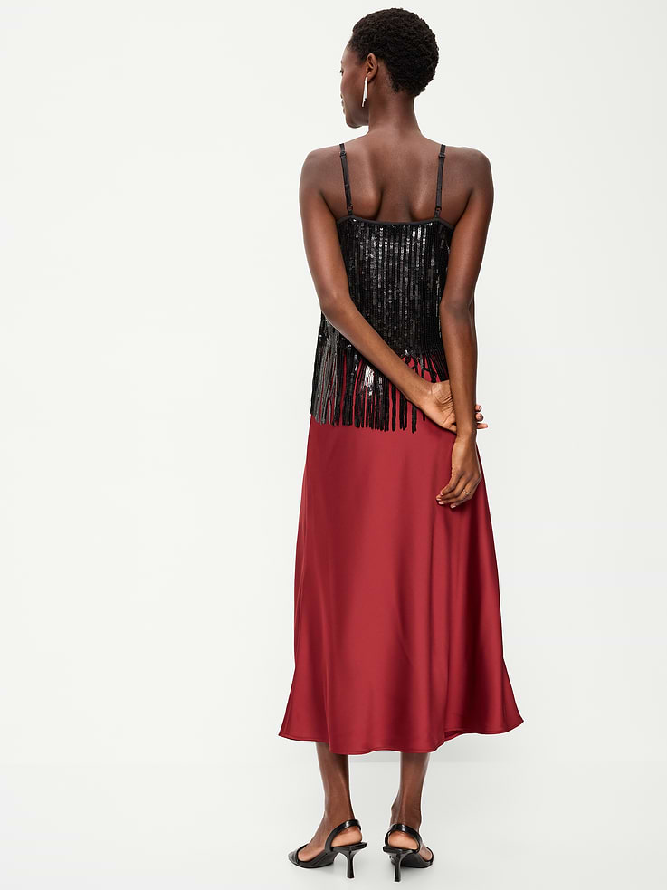 Image 3 of 4, Satin A-Line Maxi Skirt