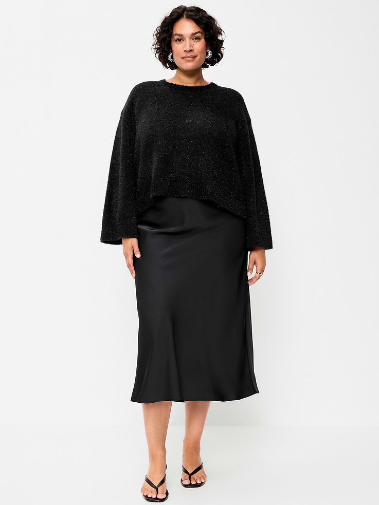 Image 7 of 8, Satin A-Line Maxi Skirt