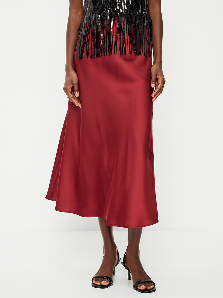 Image 2 of 4, Satin A-Line Maxi Skirt