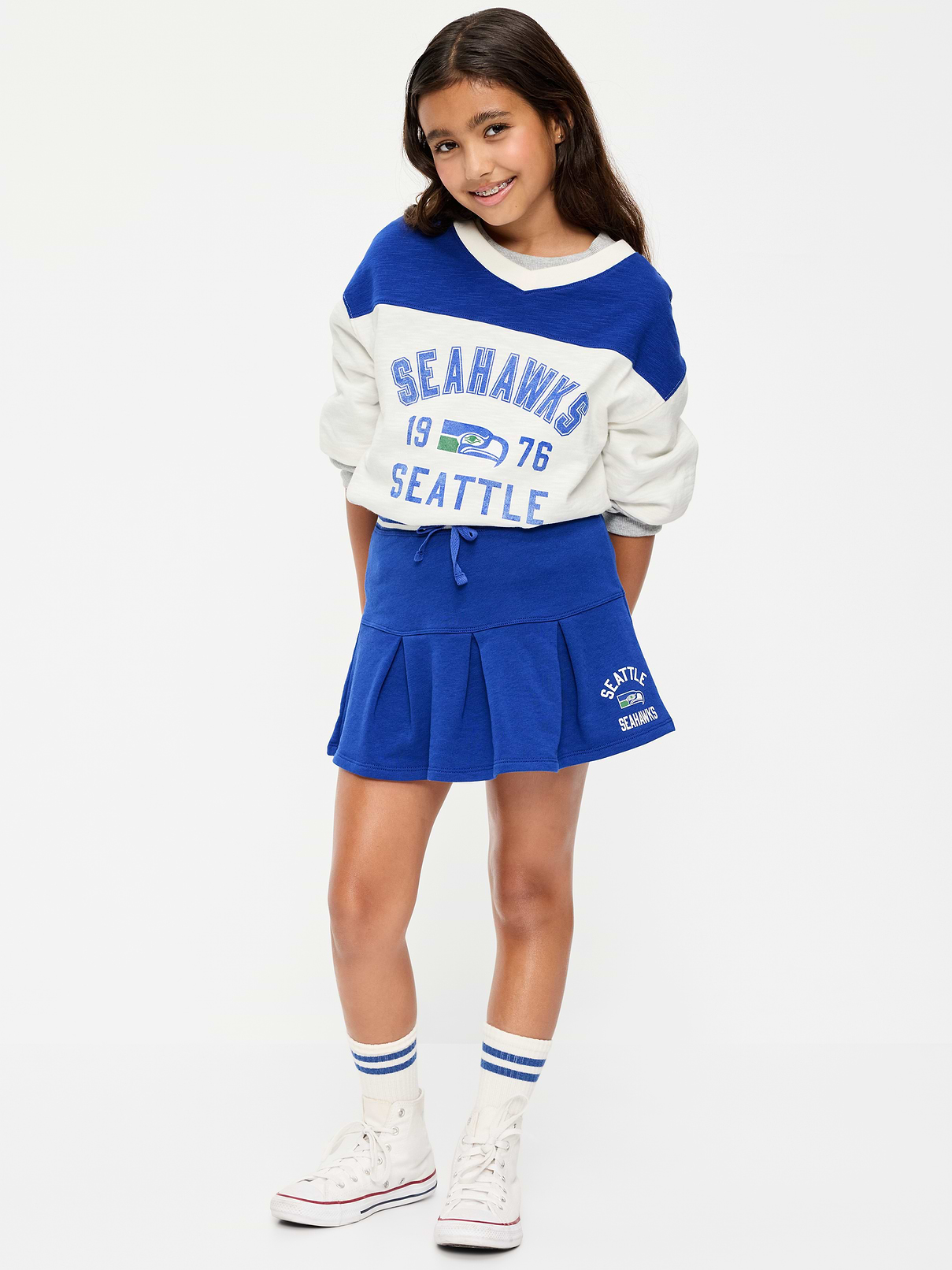 Image number 1 showing, Seattle Seahawks French Terry Pleated Skort for Girls