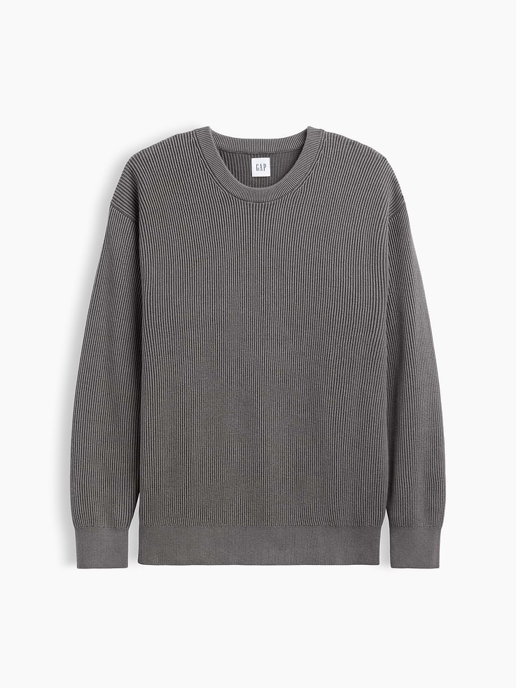 Image 5 of 5, Relaxed Fisherman Stitch Crewneck Sweater