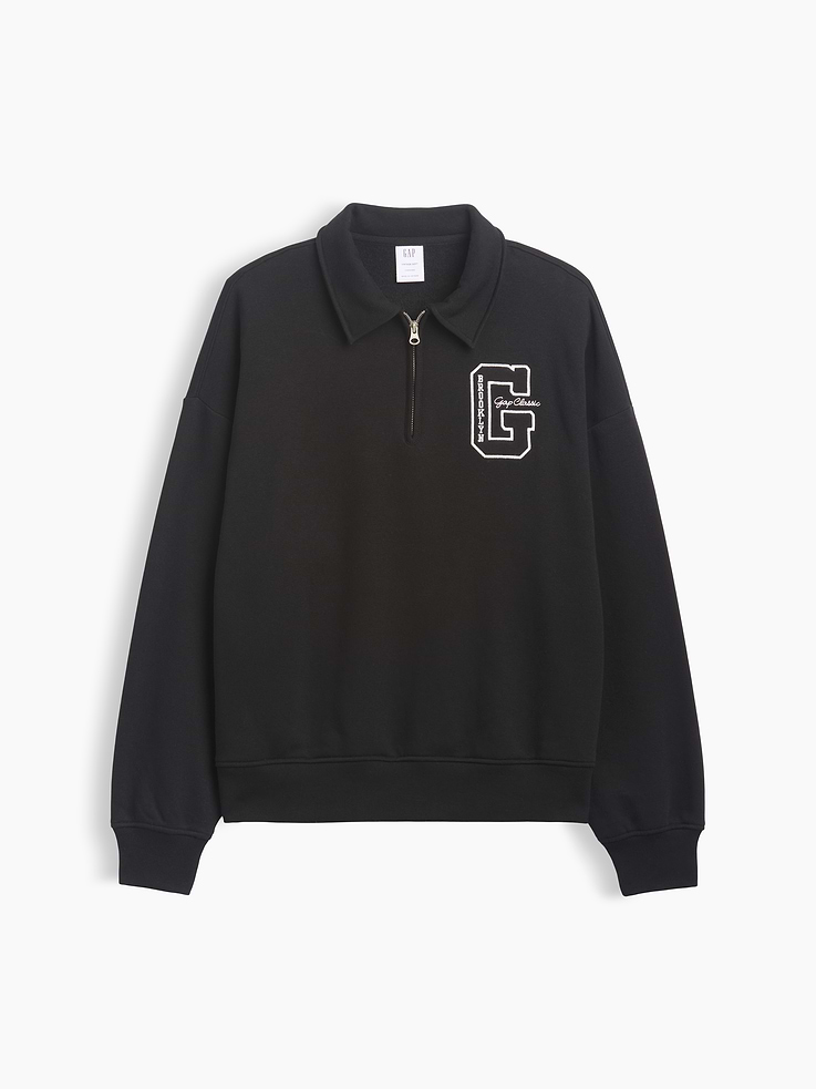 Image 4 of 4, Relaxed Quarter-Zip Polo Sweatshirt