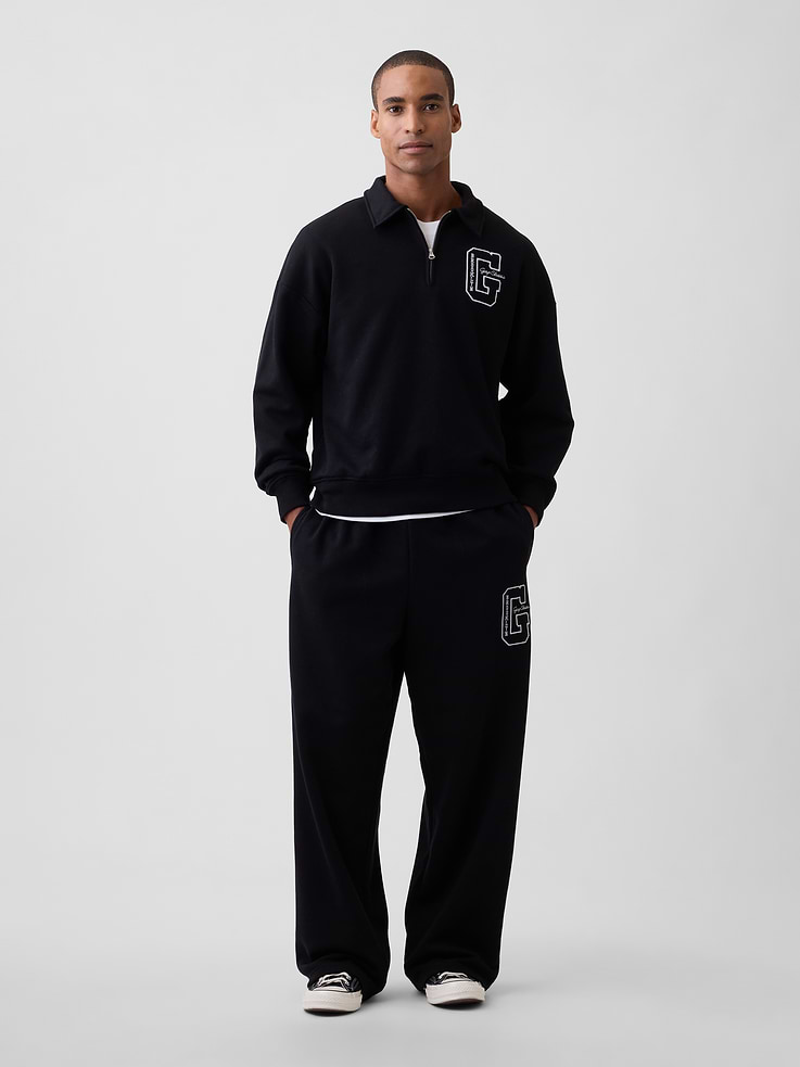 Image 3 of 4, Relaxed Quarter-Zip Polo Sweatshirt