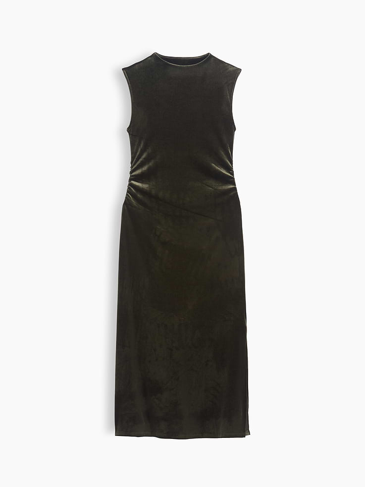 Image 4 of 4, Recycled Velour Ruched Midi Dress