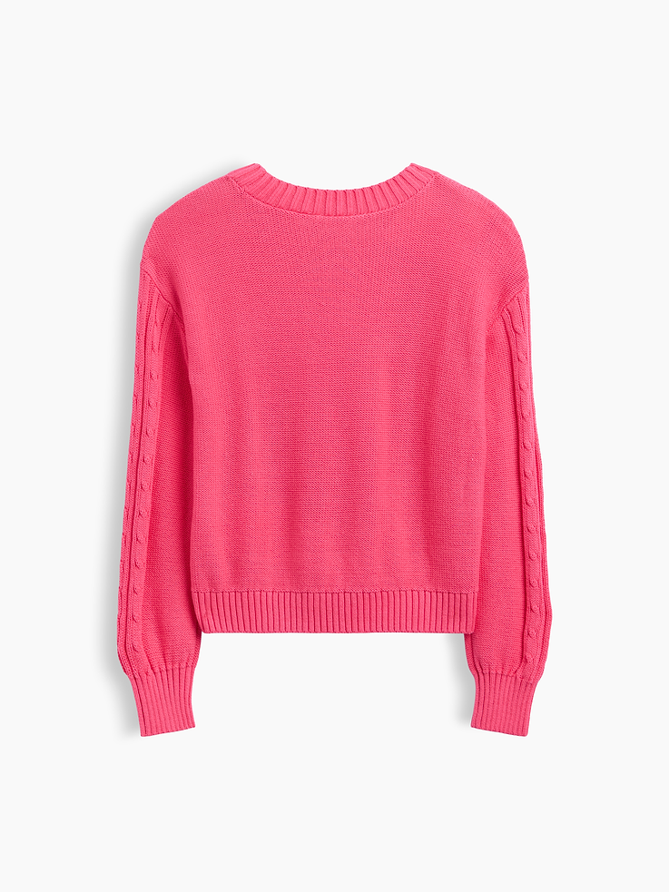 Image 3 of 3, Kids Relaxed Cable-Knit Crewneck Sweater