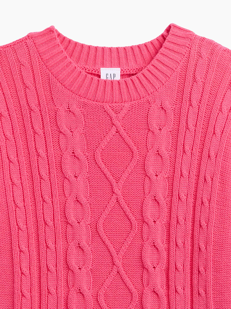 Image 2 of 3, Kids Relaxed Cable-Knit Crewneck Sweater