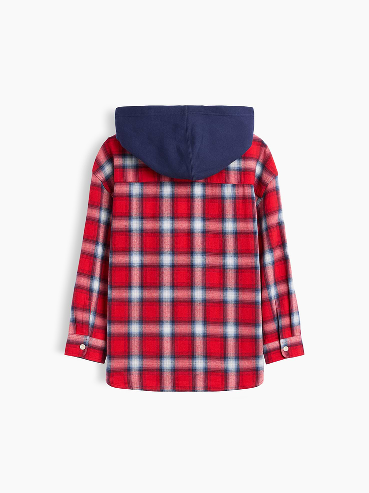 Image 3 of 3, Kids Hooded Flannel Shirt
