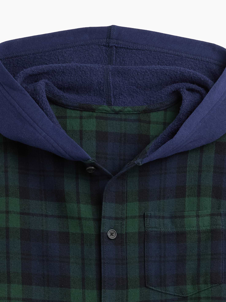 Image 2 of 3, Kids Hooded Flannel Shirt