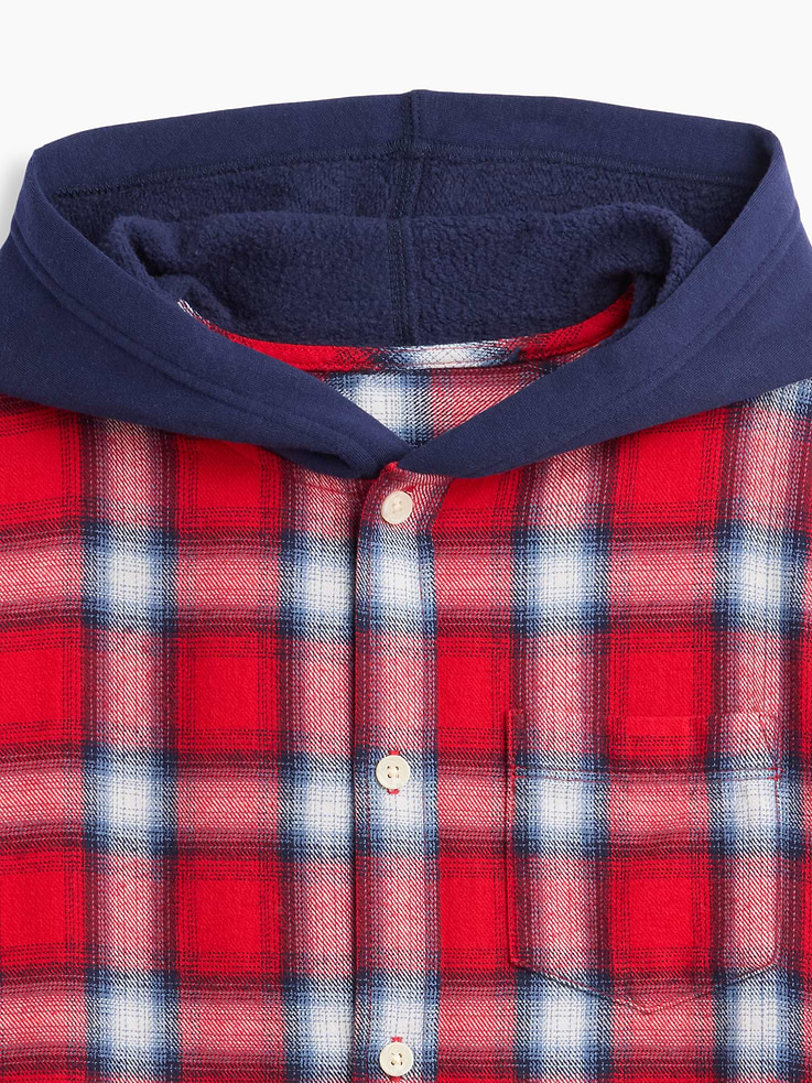 Image 2 of 3, Kids Hooded Flannel Shirt
