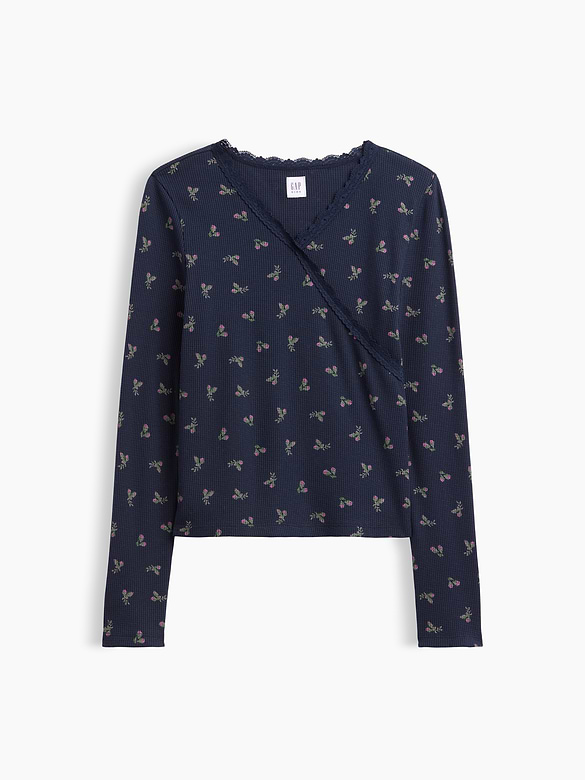 Kids Waffle-Knit Faux-Wrap Top