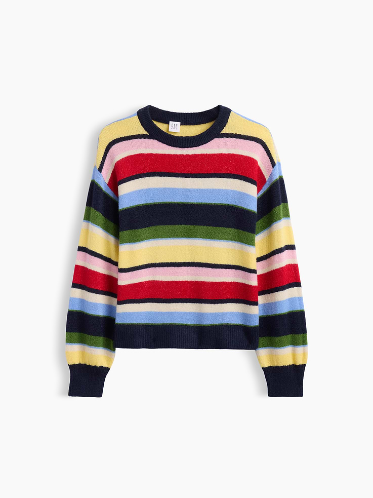 Image 1 of 4, Soft cotton knit., Dropped shoulder, long sleeves with ribbed cuffs., Ribbed crewneck., Ribbed hem., Select styles have allover print, or graphic at front., This product was made in a factory that invests in gender equity and women’s empowerment through RISE. Learn more at, Product #1177979