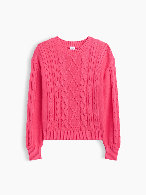 Kids Relaxed Cable-Knit Crewneck Sweater