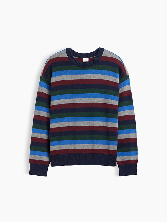 Kids Relaxed Stripe Crewneck Sweater