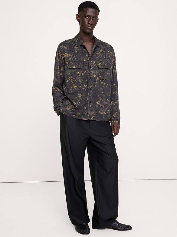 Standard-Fit Drapey Floral Resort Shirt