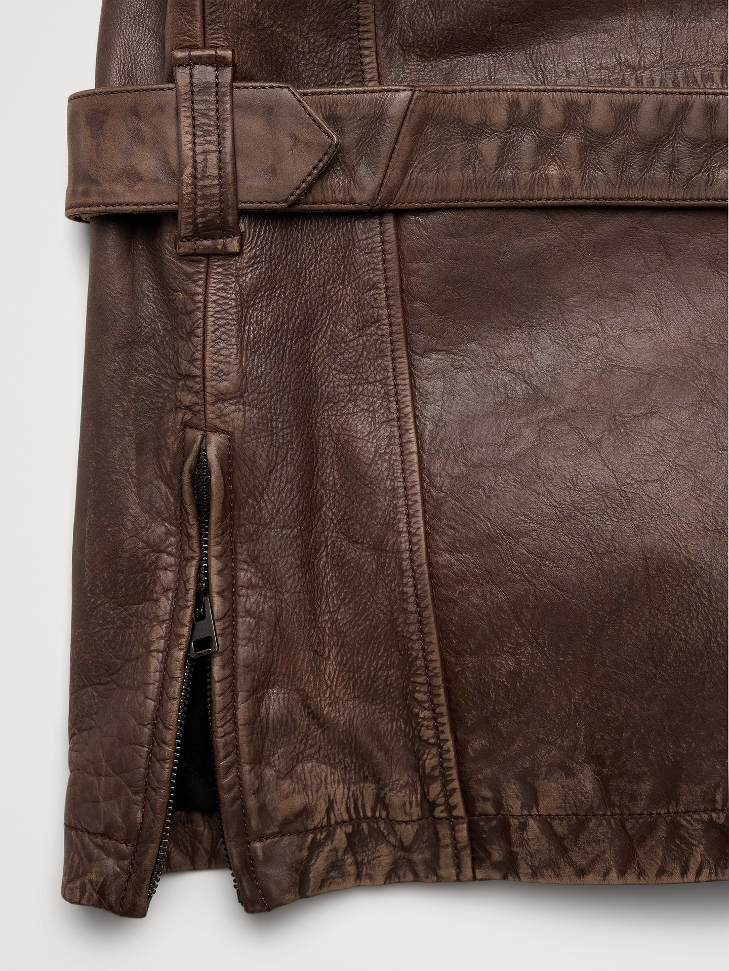 Image 6 of 8, Leather Belted Field Jacket