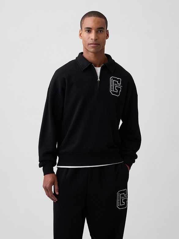 Relaxed Quarter-Zip Polo Sweatshirt