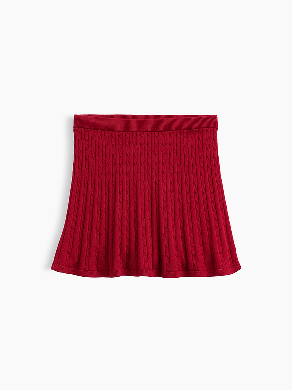 Kids Pull-On Cable-Knit Sweater Skirt