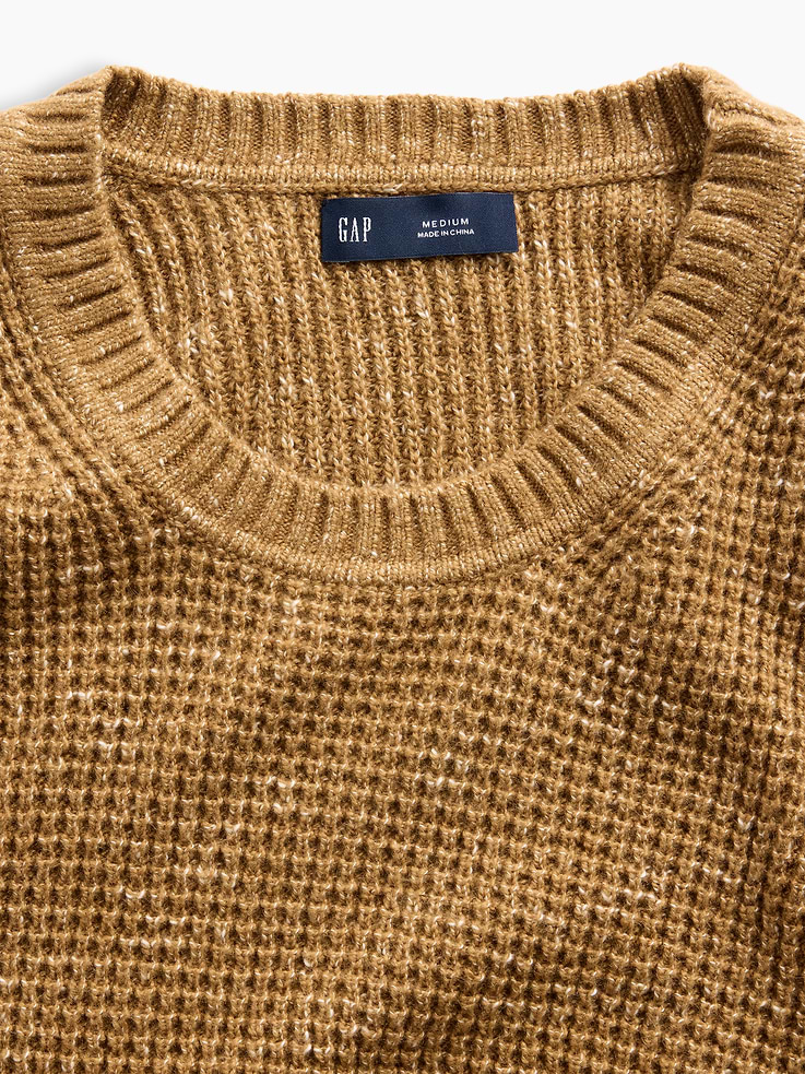 Image 4 of 5, CashSoft Waffle Crew Sweater