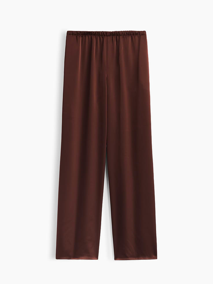 Image 7 of 7, Satin Pull-On Wide-Leg Pants