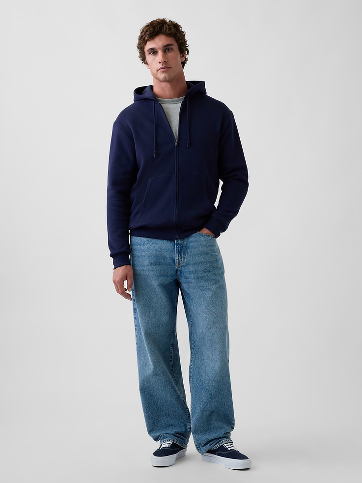 Image 2 of 5, VintageSoft Waffle-Lined Zip Hoodie