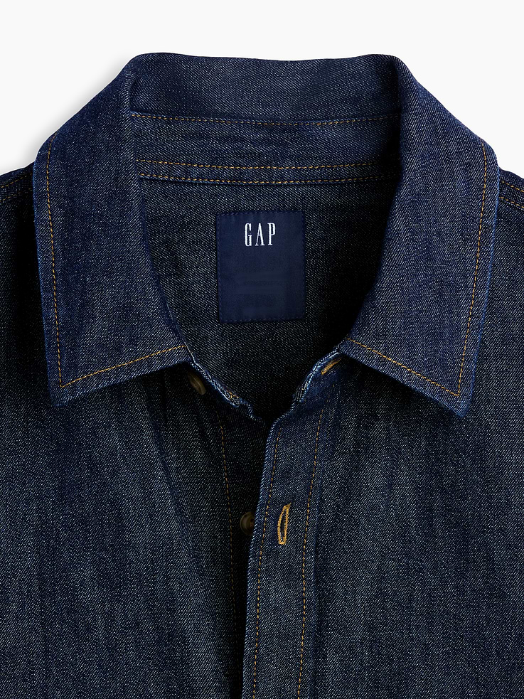 Image 4 of 5, Denim Relaxed Straight-Hem Shirt