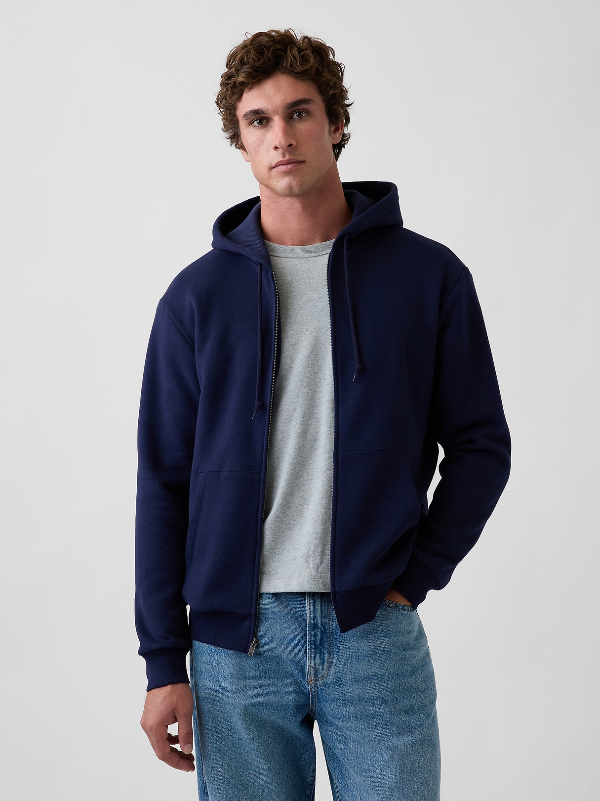 VintageSoft Waffle-Lined Zip Hoodie | Gap