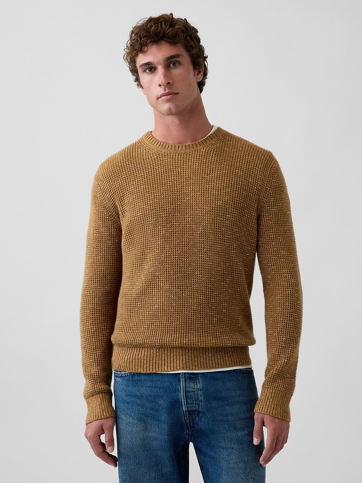 Image 1 of 5, Supersoft waffle-knit sweater., Crewneck., Long sleeves., Ribbed cuffs and hem., Product #1183677