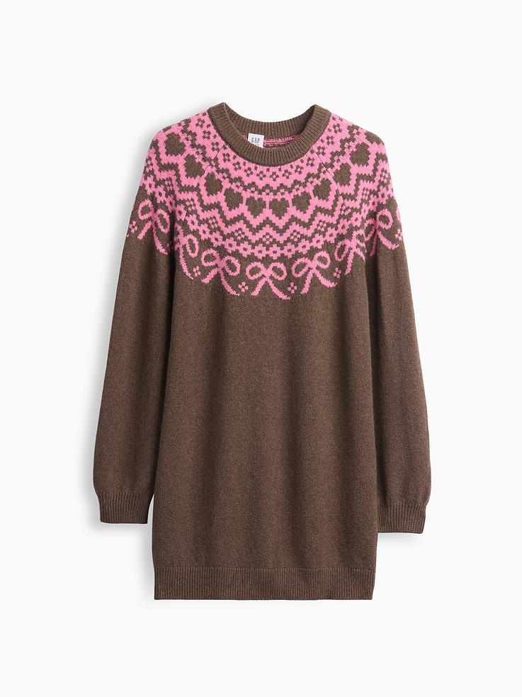 Image 2 of 5, Kids CashSoft Oversized Fair Isle Sweater Dress