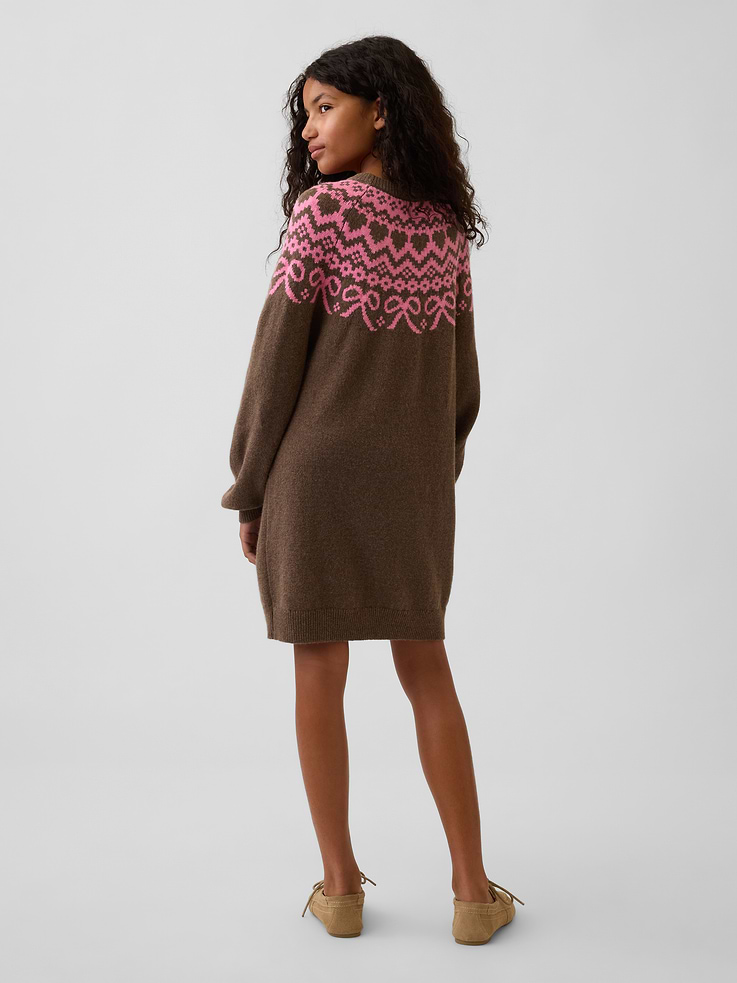 Image 3 of 5, Kids CashSoft Oversized Fair Isle Sweater Dress
