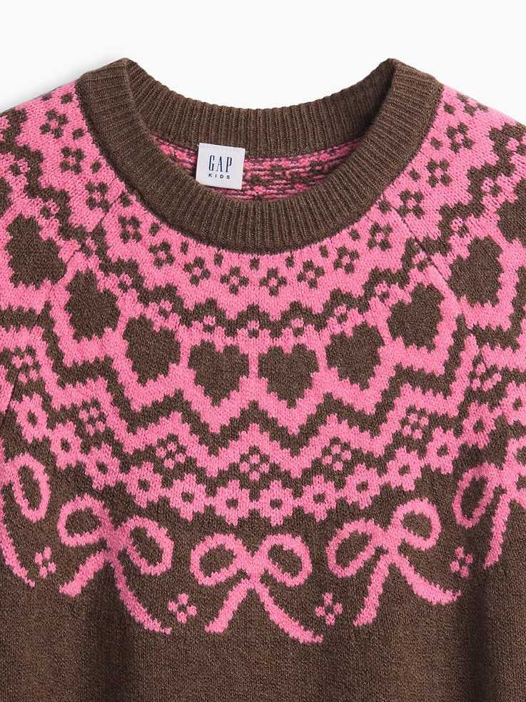 Image 5 of 5, Kids CashSoft Oversized Fair Isle Sweater Dress