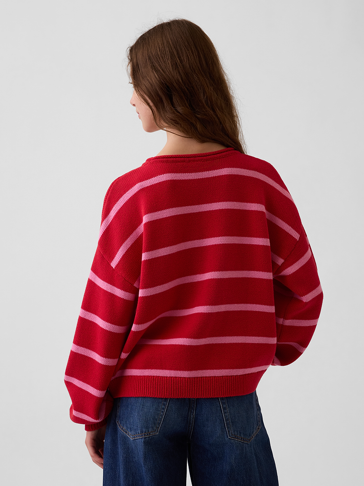 Image 3 of 5, Kids 100% Cotton Oversized Rollneck Sweater