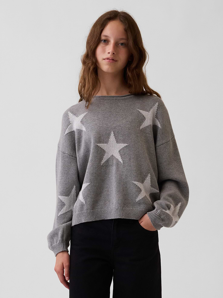 Image 1 of 5, Soft knit cotton sweater. In an oversized fit., Rollneck., Long sleeves with drop shoulders and banded cuffs., Ribbed hem., Assorted colors, graphics, and prints., Product #908921