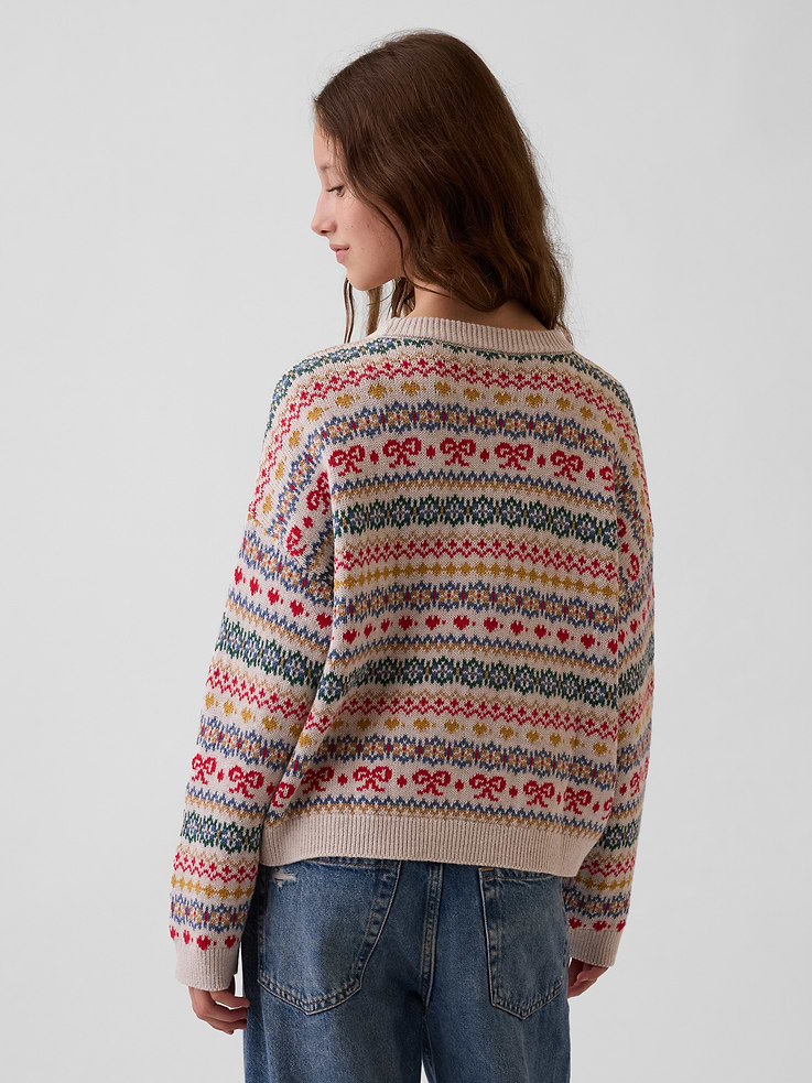 Image 3 of 5, Kids 100% Cotton Oversized Crew Sweater