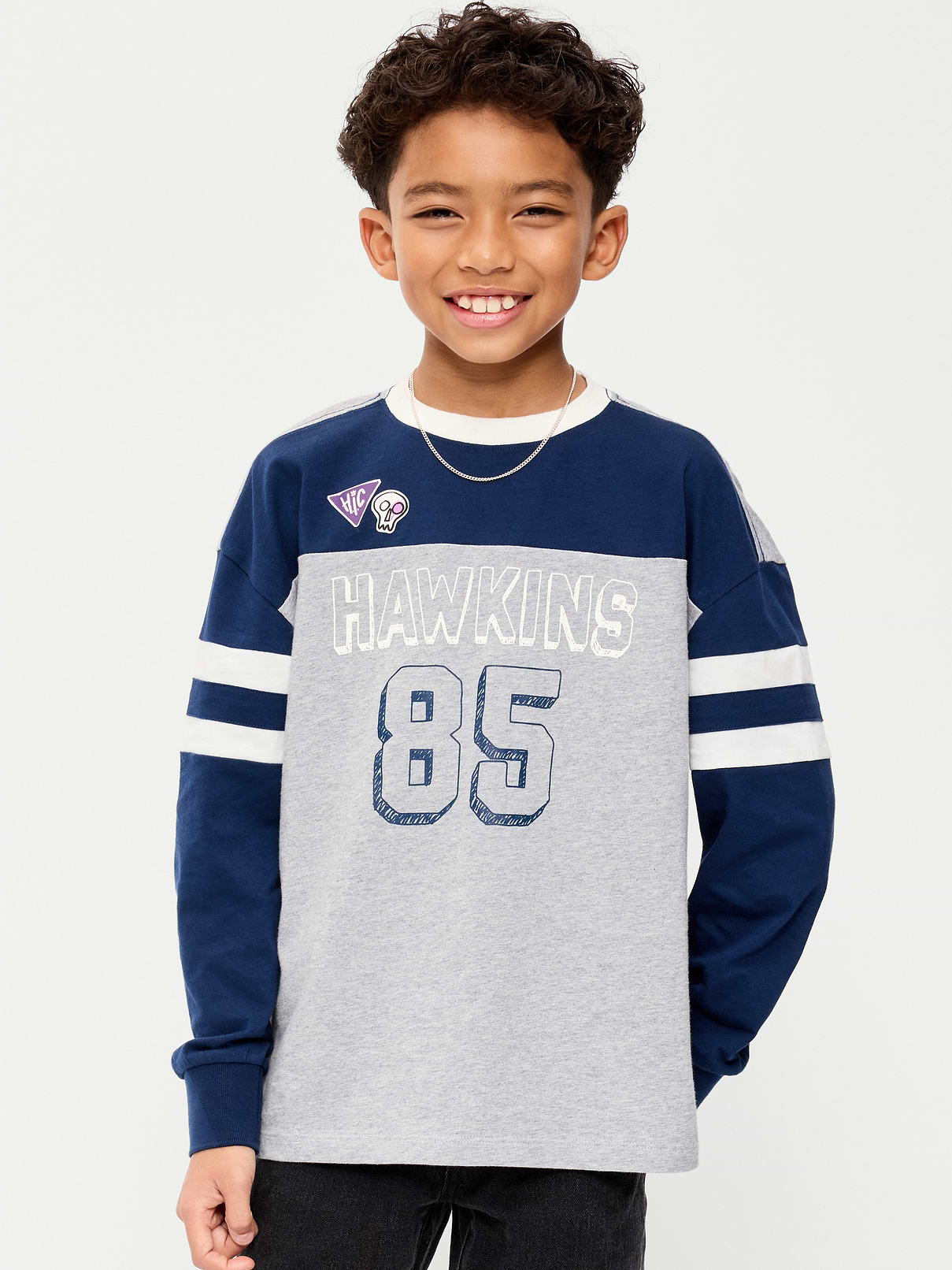Image 1 of 4, crew neck, long sleeves, drop shoulders, licensed graphic, Stranger Things: Tales From 85™/ © Netflix. Used with permission., Product #1185064
