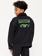 Image 1 of 4, A gender-neutral style for all-day play., spread collar, long sleeves, buttoned cuffs, button-flap pockets at chest, full-length buttoned placket, vertical welt pockets, Stranger Things: Tales From 85™/ © Netflix. Used with permission., Product #1185067