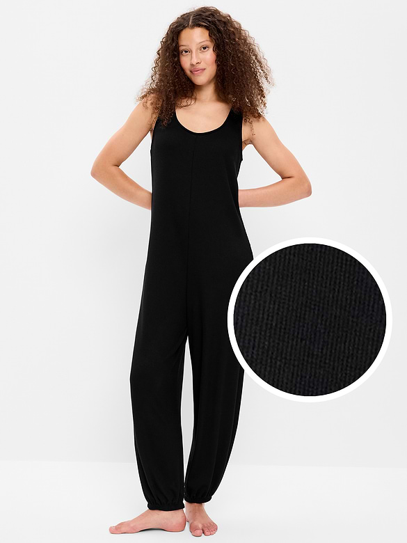 Waffle-Knit Harem-Leg Pajama Jumpsuit