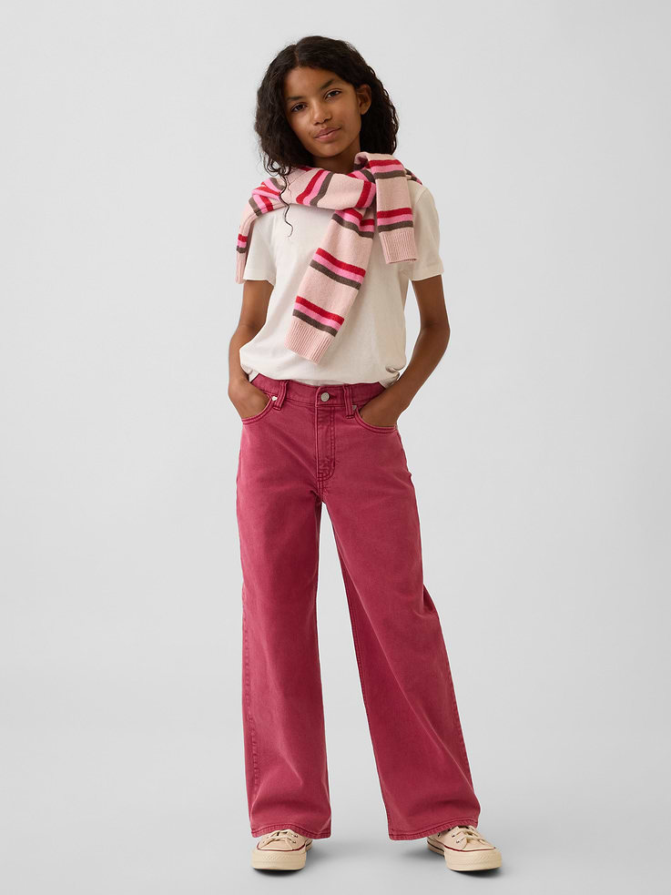 Image 5 de 6, Jean sportif jambe large à taille basse pour Enfant