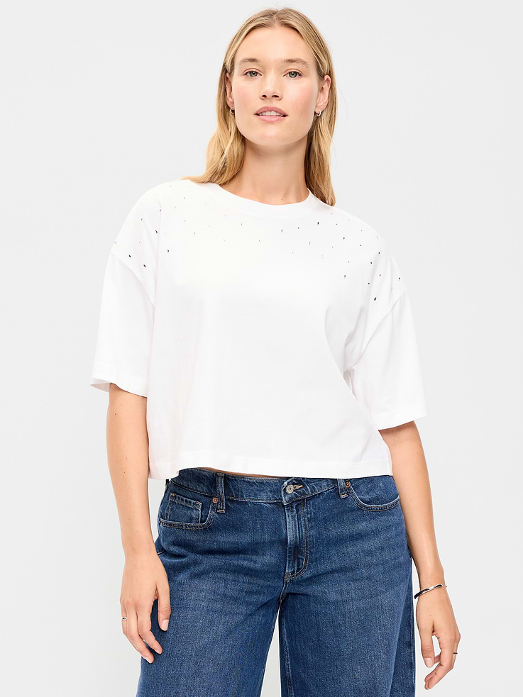 Image 6 of 7, Embellished EveryWear Crew-Neck T-Shirt