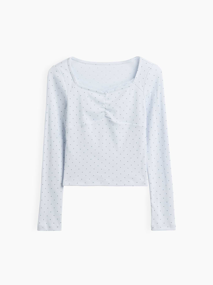 Image 2 of 5, Kids Lace-Trim Sweetheart Rib T-Shirt