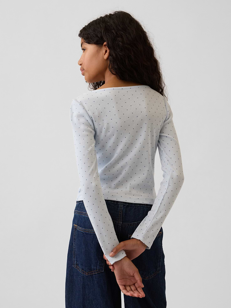 Image 3 of 5, Kids Lace-Trim Sweetheart Rib T-Shirt