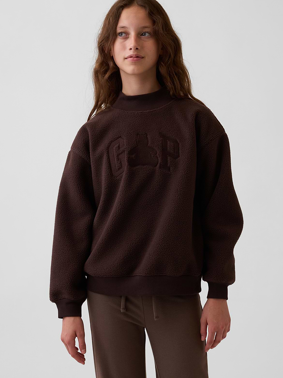 Kids Sherpa Oversized Mockneck Logo Sweatshirt