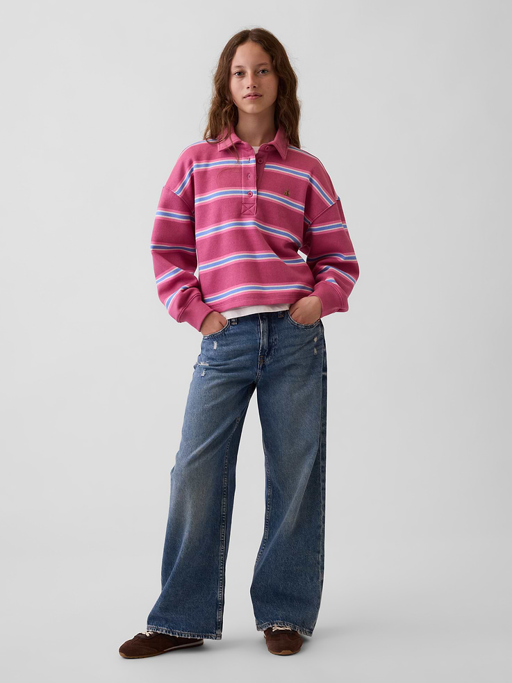 Image 2 of 6, Kids Oversized Boxy Polo Sweatshirt