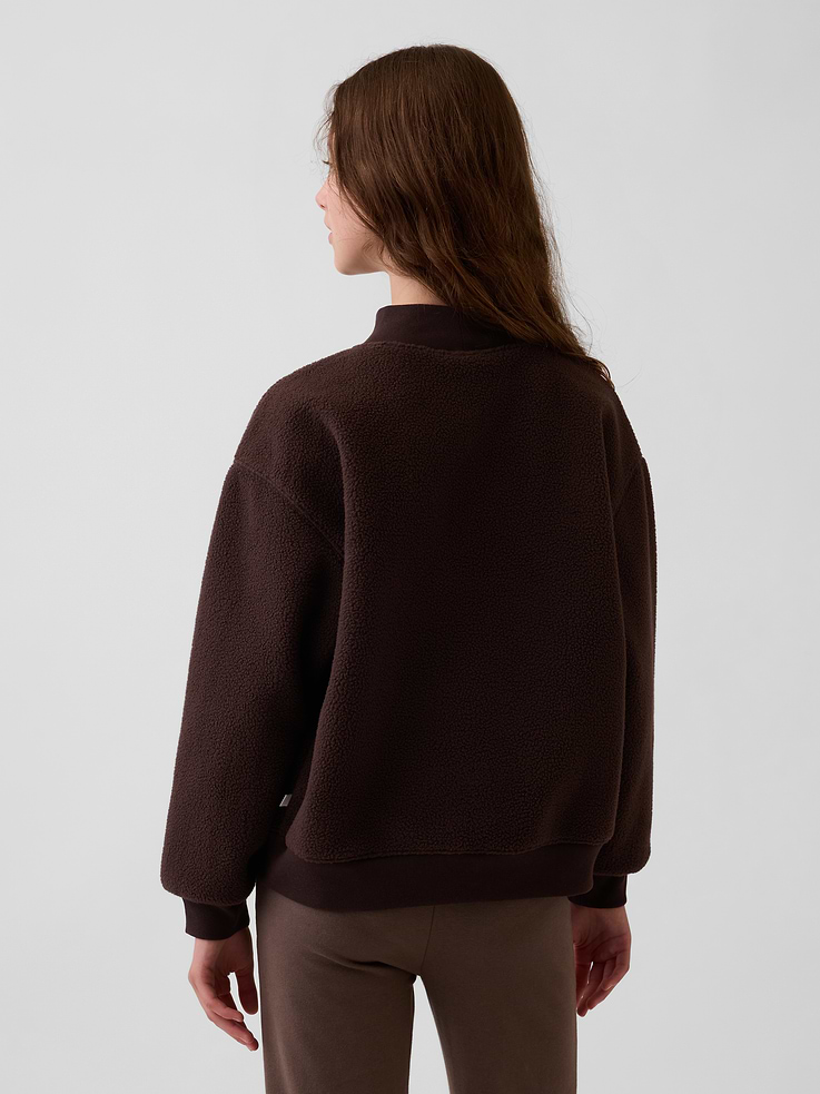 Image 3 of 6, Kids Sherpa Oversized Mockneck Logo Sweatshirt