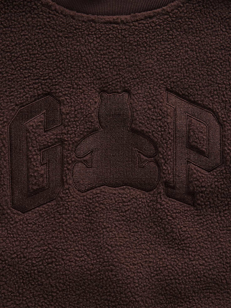 Image 4 of 6, Kids Sherpa Oversized Mockneck Logo Sweatshirt