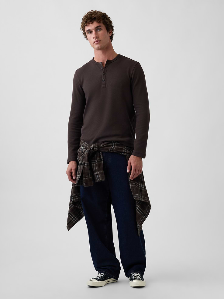 Image 2 of 5, Waffle Henley T-Shirt