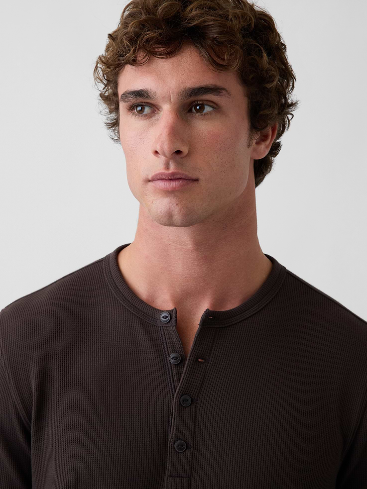Image 4 of 5, Waffle Henley T-Shirt