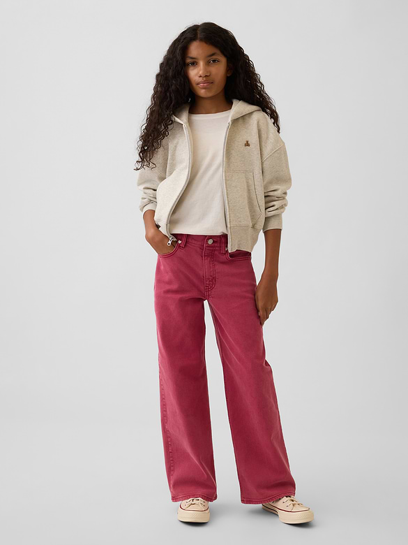 Jean sportif jambe large à taille basse pour Enfant