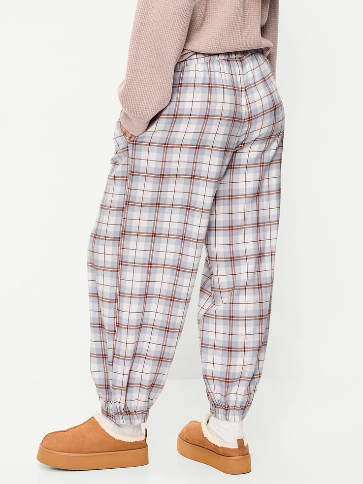 Image 7 of 9, Cinched Flannel Balloon Pants