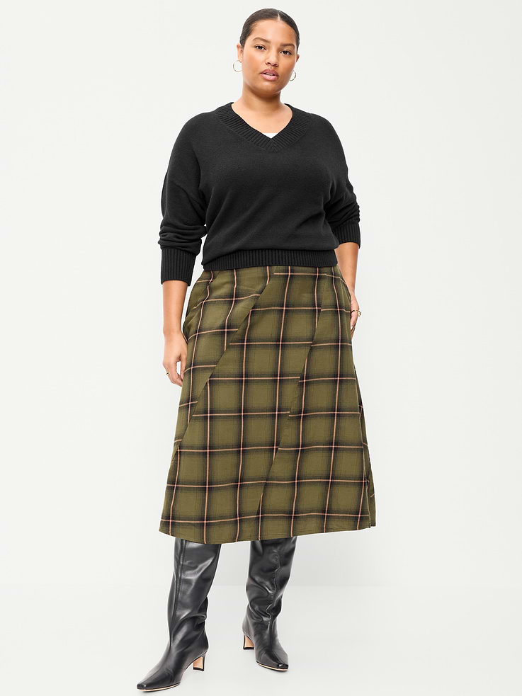 Image 7 of 8, Plaid Midi Skirt