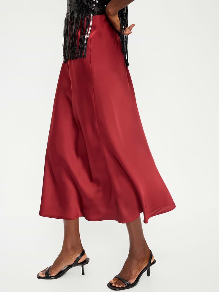 Image 4 of 4, Satin A-Line Maxi Skirt